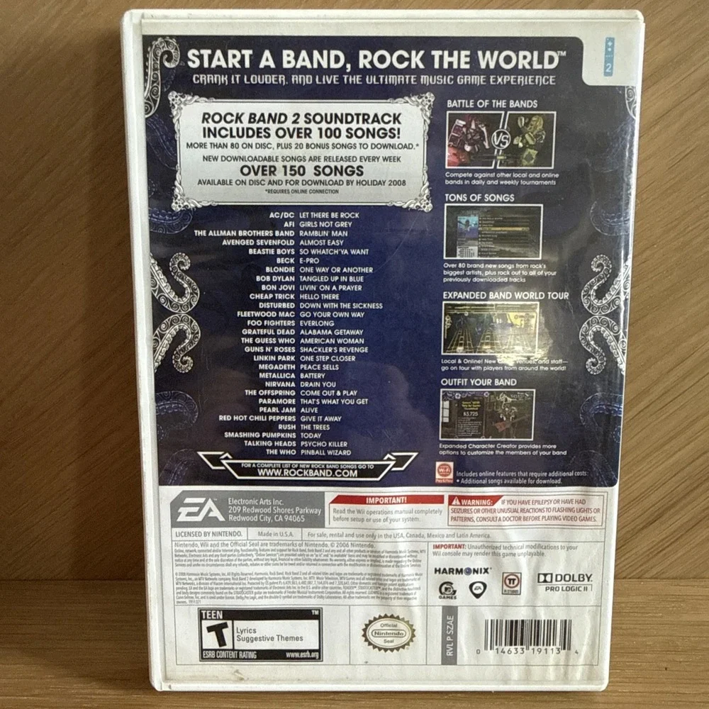 Rockband 2 Nintendo Wii 2008 With Manual Untested As-Is - Picture 2 of 6